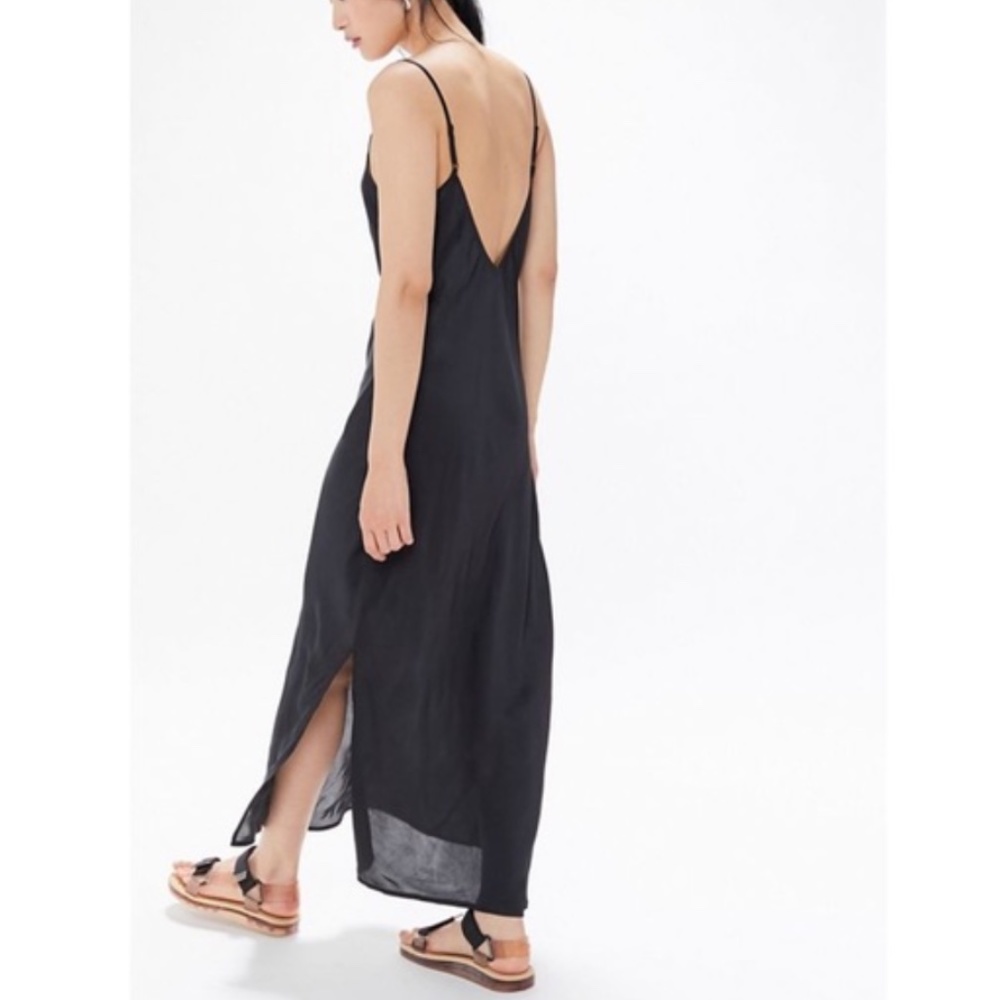 UO Satin V-Back Slip Midi Dress
